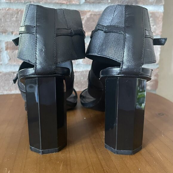 Donald J Pliner Edie Open Toe Size 8 Pumps Sandals Heels Black Italian Leather - Picture 9 of 14